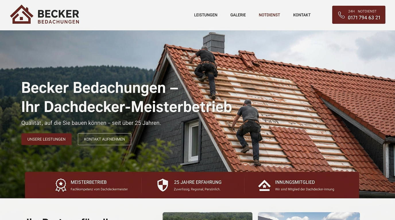 Webseiten-Beispiel: Becker Bedachungen