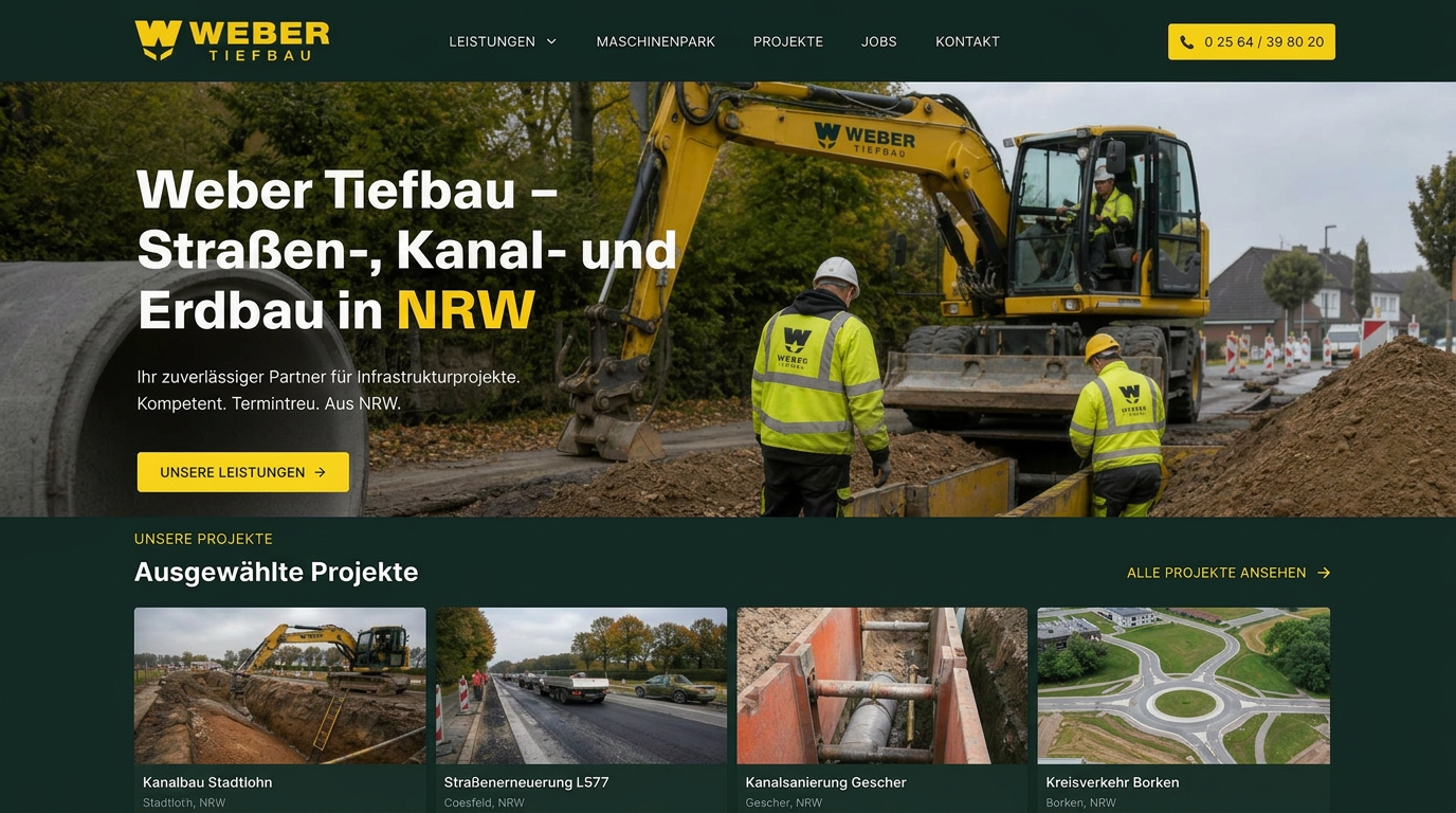Webseiten-Beispiel: Weber Tiefbau