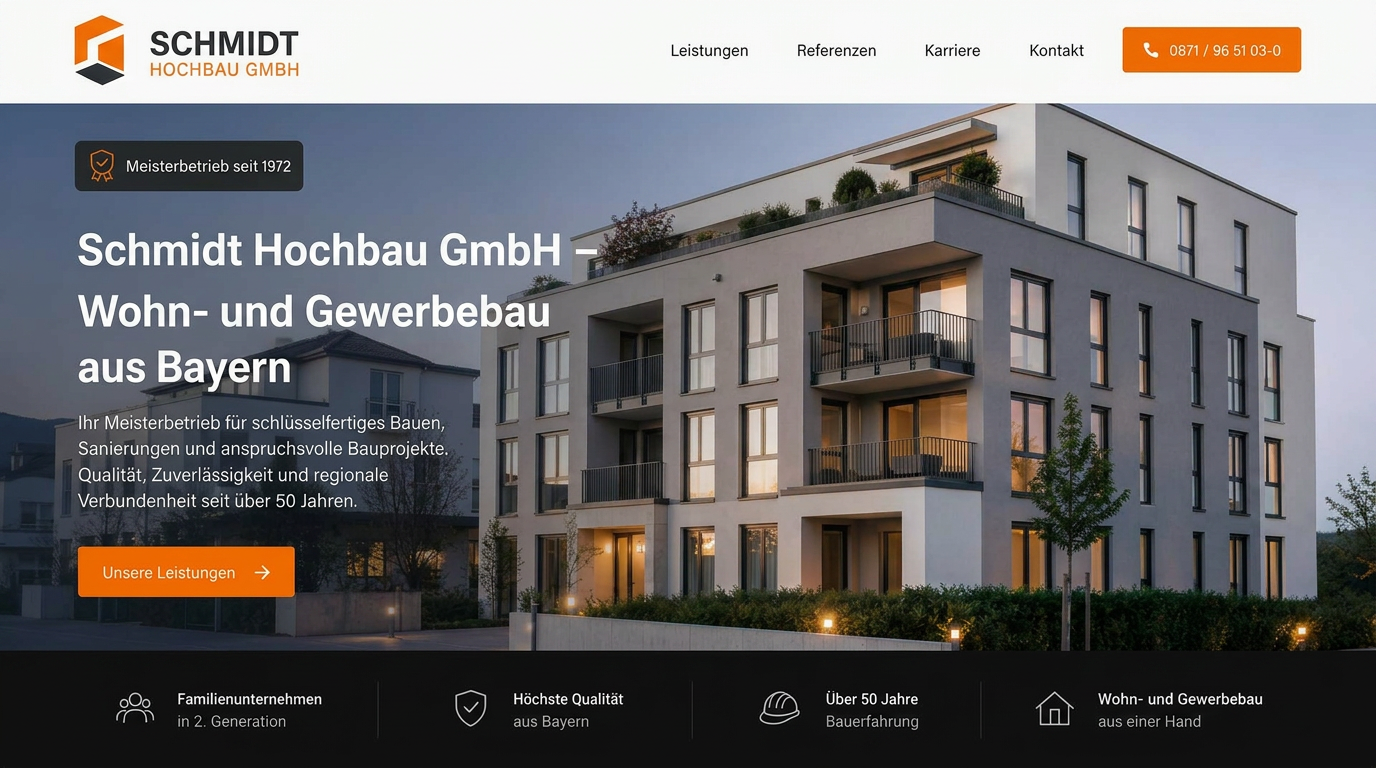 Webseiten-Beispiel: Schmidt Hochbau GmbH